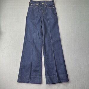 J Crew Womens  Wide Leg Trouser  Dark Blue Jeans Sz  24x32